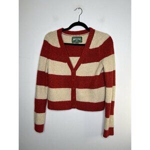 American Eagle Womens Crop Red/Beige Wide Striped Sweater Size S Small